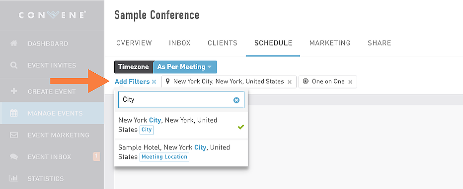 Feature 2: Filtering the meeting schedule